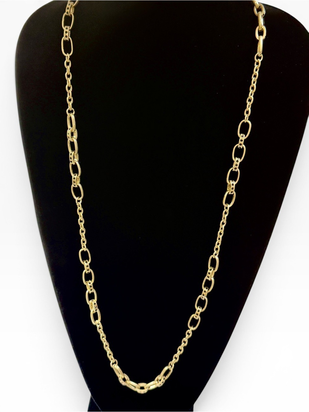 LOFT Gold Link Station Necklace with Black Crystal Accents | NWT - Picture 3 of 6